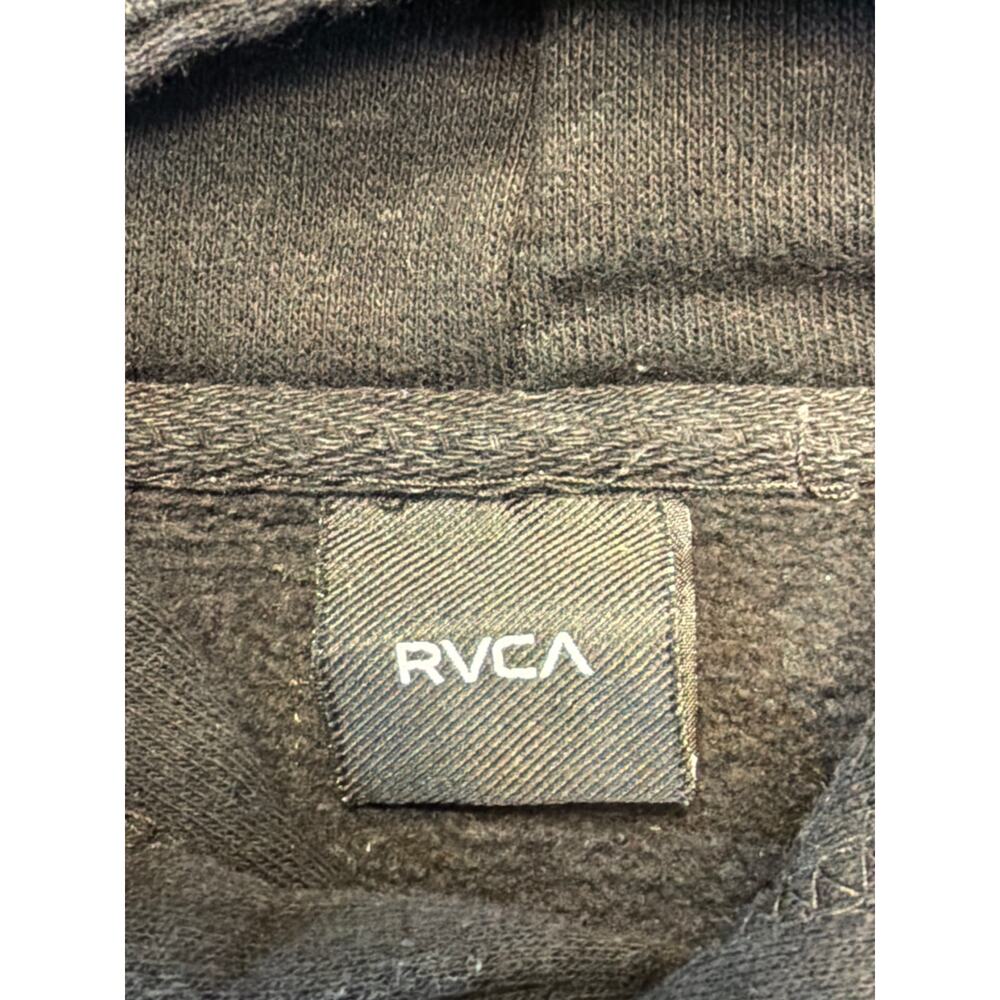 RVCA Hoodie Mens Medium Black Pullover Fleece Sweatshirt Graphic Logo Front - Picture 4 of 6